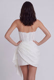 Strapless korset Bodycon Kant Klein Wit Jurkje