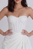 Strapless korset Bodycon Kant Klein Wit Jurkje
