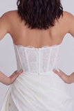 Strapless korset Bodycon Kant Klein Wit Jurkje