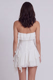 Strapless Ritselrige A-lijn Kleine Witte Jurk