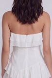 Strapless Ritselrige A-lijn Kleine Witte Jurk