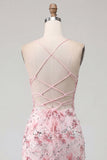 Roze bloemenkorset pailletten bodycon homecomingjurk