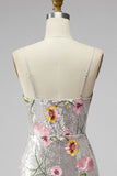 Glinsterende ivoor spaghettibandjes Bodycon Bloemenpailletten Homecoming Jurk