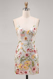 Glinsterende ivoor spaghettibandjes Bodycon Bloemenpailletten Homecoming Jurk