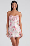 Lichtroze bodycon strapless mini homecomingjurk met pailletten