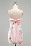 Lichtroze bodycon strapless mini homecomingjurk met pailletten
