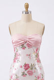 Lichtroze bodycon strapless mini homecomingjurk met pailletten