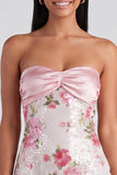Lichtroze bodycon strapless mini homecomingjurk met pailletten