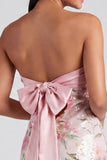 Lichtroze bodycon strapless mini homecomingjurk met pailletten