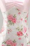 Lichtroze bodycon strapless mini homecomingjurk met pailletten