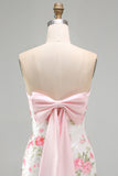 Lichtroze bodycon strapless mini homecomingjurk met pailletten