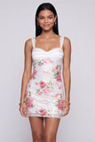 Ivoor bloemen bodycon pailletten gerimpelde homecomingjurk met strik