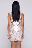 Ivoor bloemen bodycon pailletten gerimpelde homecomingjurk met strik