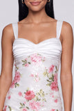 Ivoor bloemen bodycon pailletten gerimpelde homecomingjurk met strik