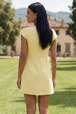 Gele rondhals bodycon homecomingjurk met 3D-bloemen