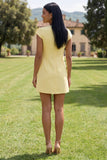 Gele rondhals bodycon homecomingjurk met 3D-bloemen