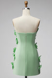 Strapless felroze bodycon homecoming jurk met 3D bloemen