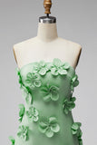 Strapless felroze bodycon homecoming jurk met 3D bloemen