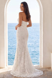 Strapless ivoor meerminnen bloemen sleepjurk