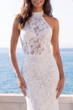 Halter Ivory Zeemeermin Bloemen Sleep Trouwjurk