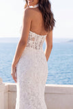 Halter Ivory Zeemeermin Bloemen Sleep Trouwjurk