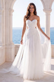 Sweetheart Cut Out Ivory A Line Sweep Sleep Beach Wedding Dress met Cape