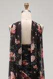 Zwarte Zeemeermin Sweetheart Bloemen Gerimpelde Chiffon Lange formele jurk met split
