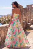 Narcissroze Bloem A-lijn strapless maxijurk