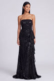 Strapless lichtroze pailletten gerimpelde zeemeermin formele jurk