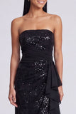 Strapless lichtroze pailletten gerimpelde zeemeermin formele jurk