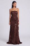 Strapless lichtroze pailletten gerimpelde zeemeermin formele jurk