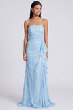 Strapless lichtroze pailletten gerimpelde zeemeermin formele jurk