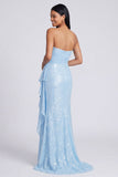 Strapless lichtroze pailletten gerimpelde zeemeermin formele jurk