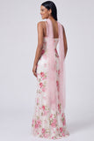 Witte roze zeemeermin Maxi bloemenjurk met pailletten