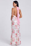 Lichtroze halter zeemeermin Maxi bloemenjurk