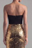 Zwarte en gouden strapless pailletten zeemeermin formele jurk