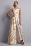 Champagne Jacquard Boothals Mother of the Bride Jumpsuits met zakken