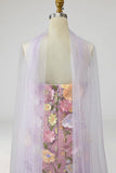 Lichtpaarse bloemen zeemeermin strapless lange moeder van de bruid jurk met split