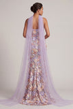 Lichtpaarse bloemen zeemeermin strapless lange moeder van de bruid jurk met split