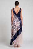 V-hals blush lange A-lijn bloemenjurk Mother of the Bride jurk