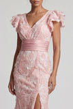 Blush pailletten V-hals zeemeermin Moeder van de Bruid jurk