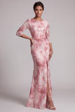 Blush pailletten 3/4 mouw zeemeermin Moeder van de Bruid Jurk
