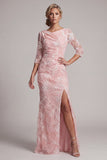 Blush pailletten 3/4 mouw zeemeermin Moeder van de Bruid Jurk