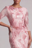 Blush pailletten 3/4 mouw zeemeermin Moeder van de Bruid Jurk