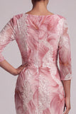 Blush pailletten 3/4 mouw zeemeermin Moeder van de Bruid Jurk