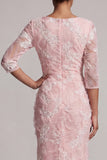 Blush pailletten 3/4 mouw zeemeermin Moeder van de Bruid Jurk
