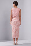 Blush Bateau halsschede pailletten midi moeder van de bruid jurk