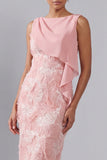Blush Bateau halsschede pailletten midi moeder van de bruid jurk