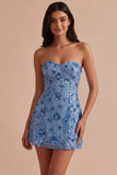 Glinsterende hemelsblauwe sweetheart bodycon pailletten homecomingjurk