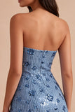Glinsterende hemelsblauwe sweetheart bodycon pailletten homecomingjurk
